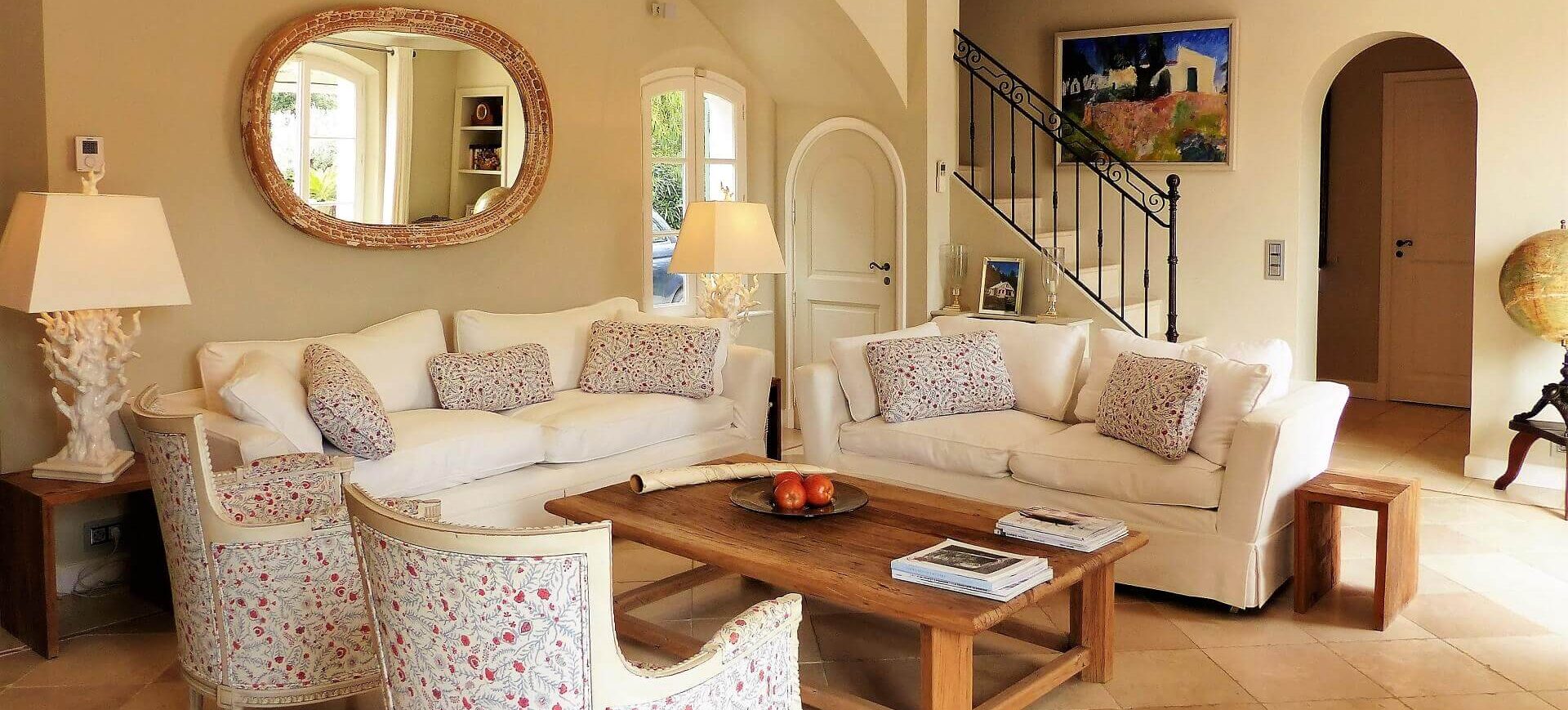 Living room at Villa Madeleine, Ramatuelle
