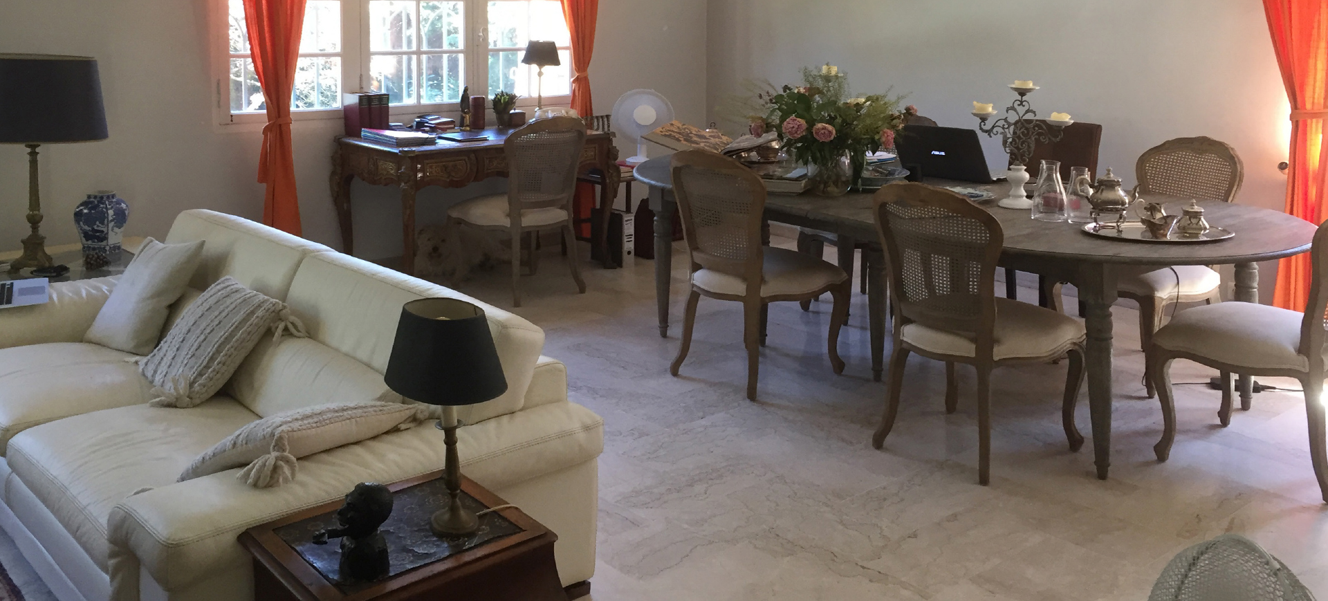 Living and dining space at Villa L'Occitane, Saint-Tropez